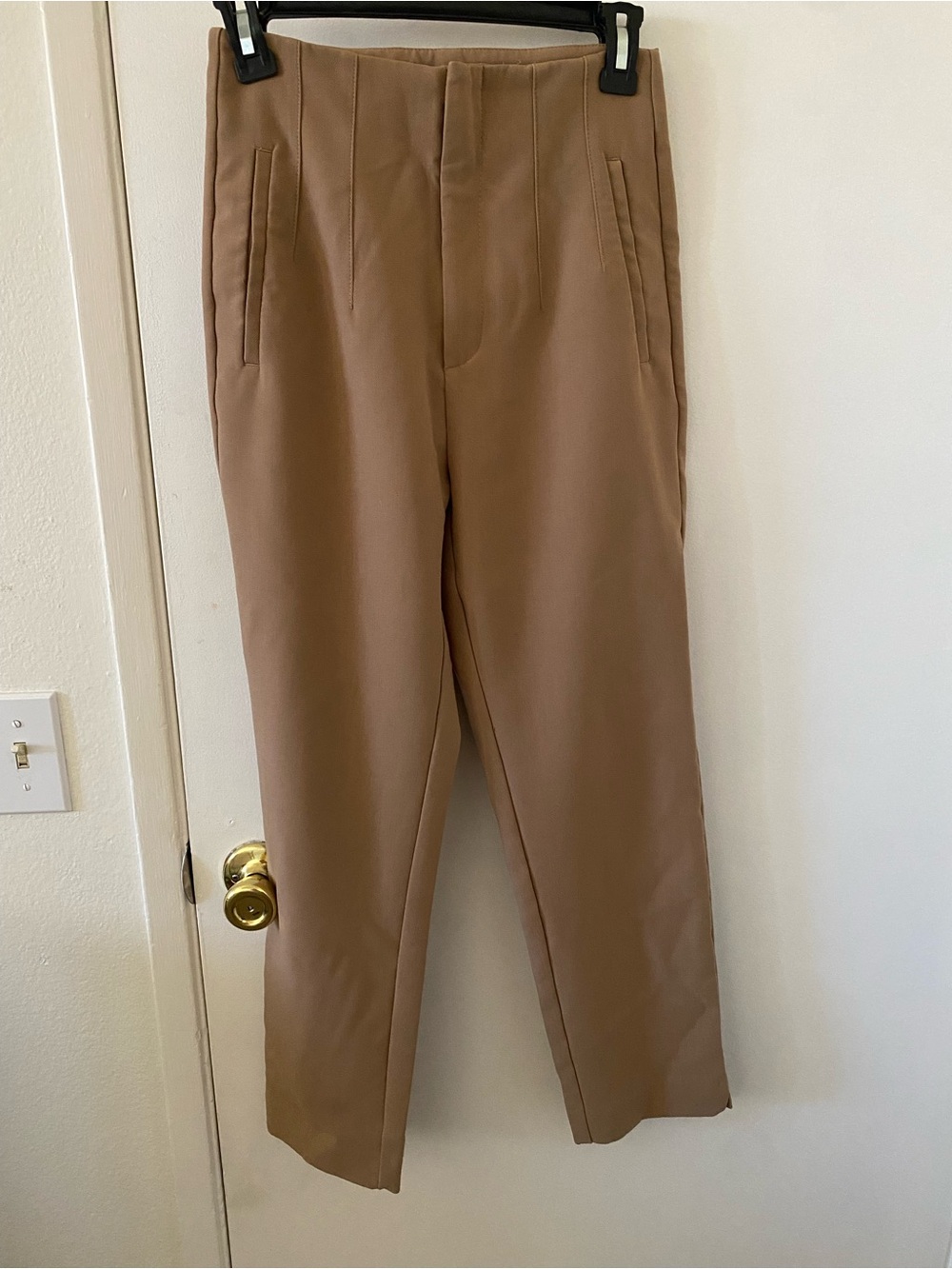 stradivarius Camel High-Rise Straight-Leg Trousers